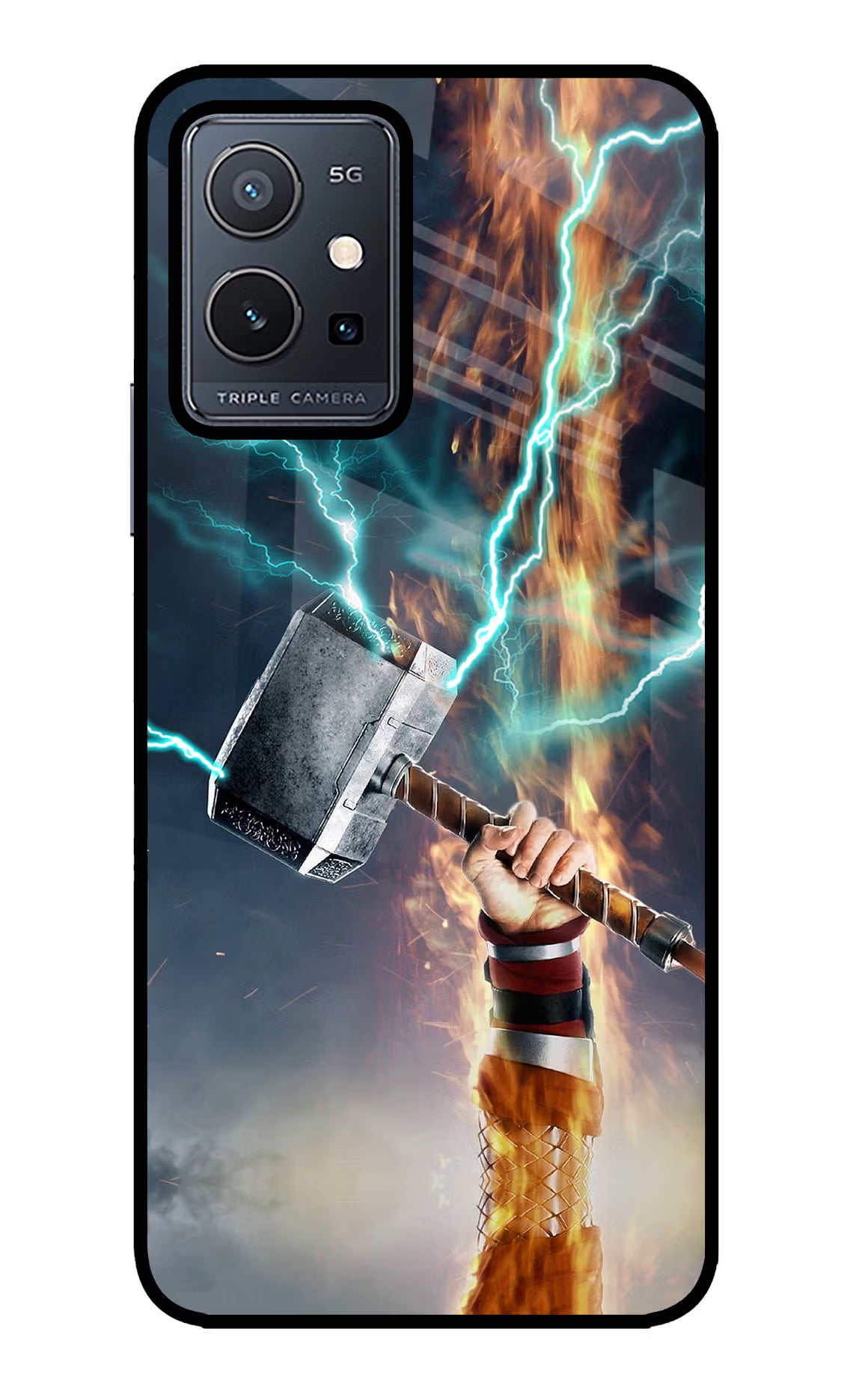 Thor Hammer Mjolnir Vivo Y75 5G/Vivo T1 5G Glass Case