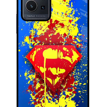 Superman logo Vivo Y75 5G/Vivo T1 5G Glass Case Back Cover by Casekaro