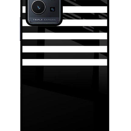 Black and White Print Vivo Y75 5G/Vivo T1 5G Glass Case Back Cover by Casekaro