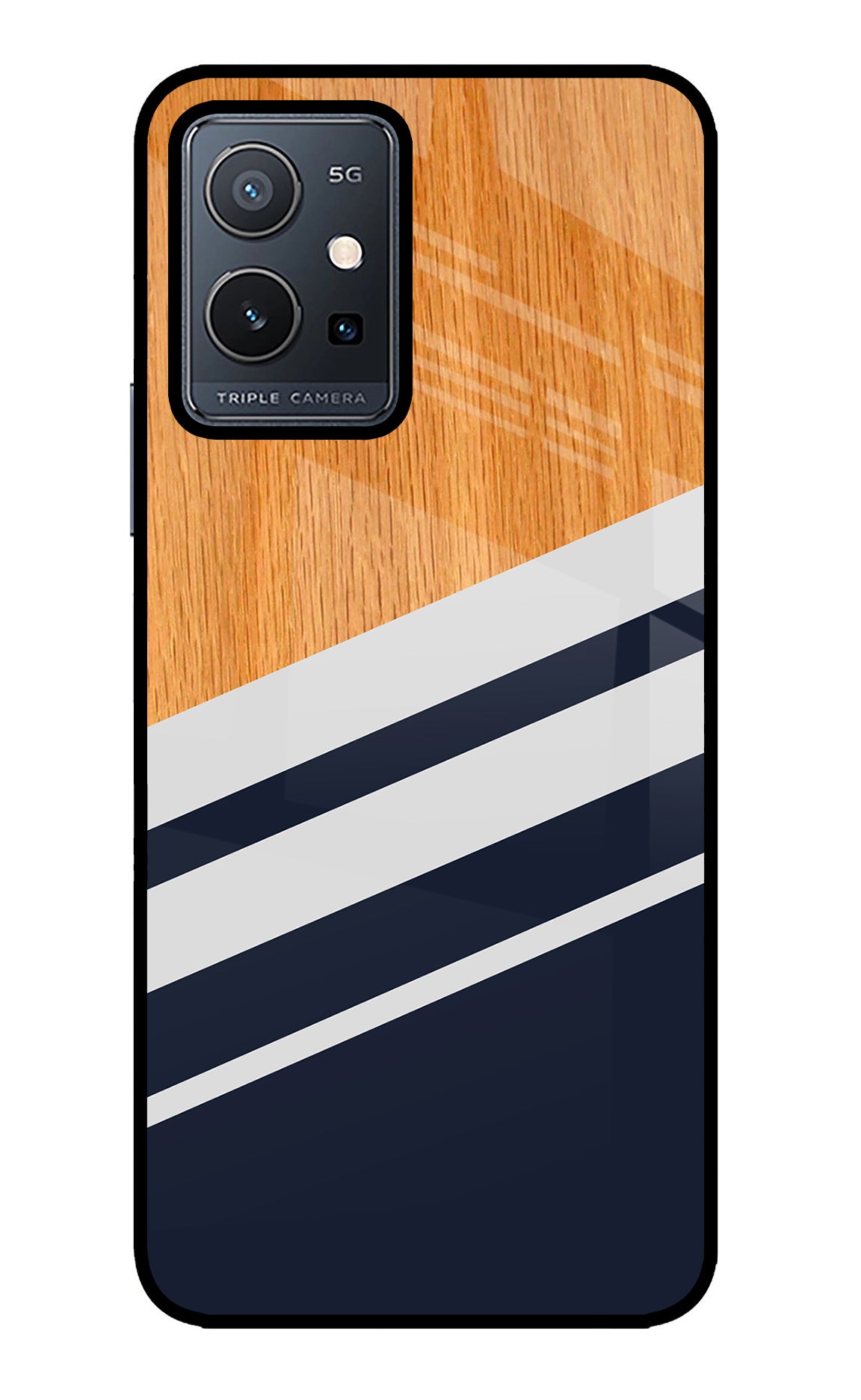 Blue and white wooden Vivo Y75 5G/Vivo T1 5G Back Cover