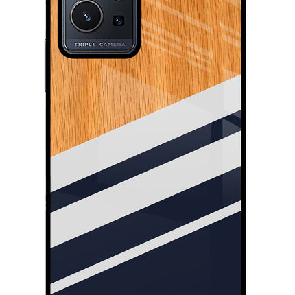 Blue and white wooden Vivo Y75 5G/Vivo T1 5G Glass Case Back Cover by Casekaro