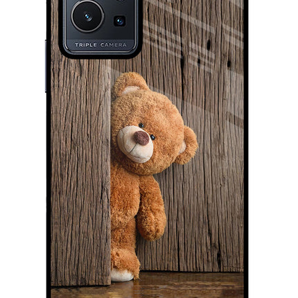 Teddy Wooden Vivo Y75 5G/Vivo T1 5G Glass Case Back Cover by Casekaro