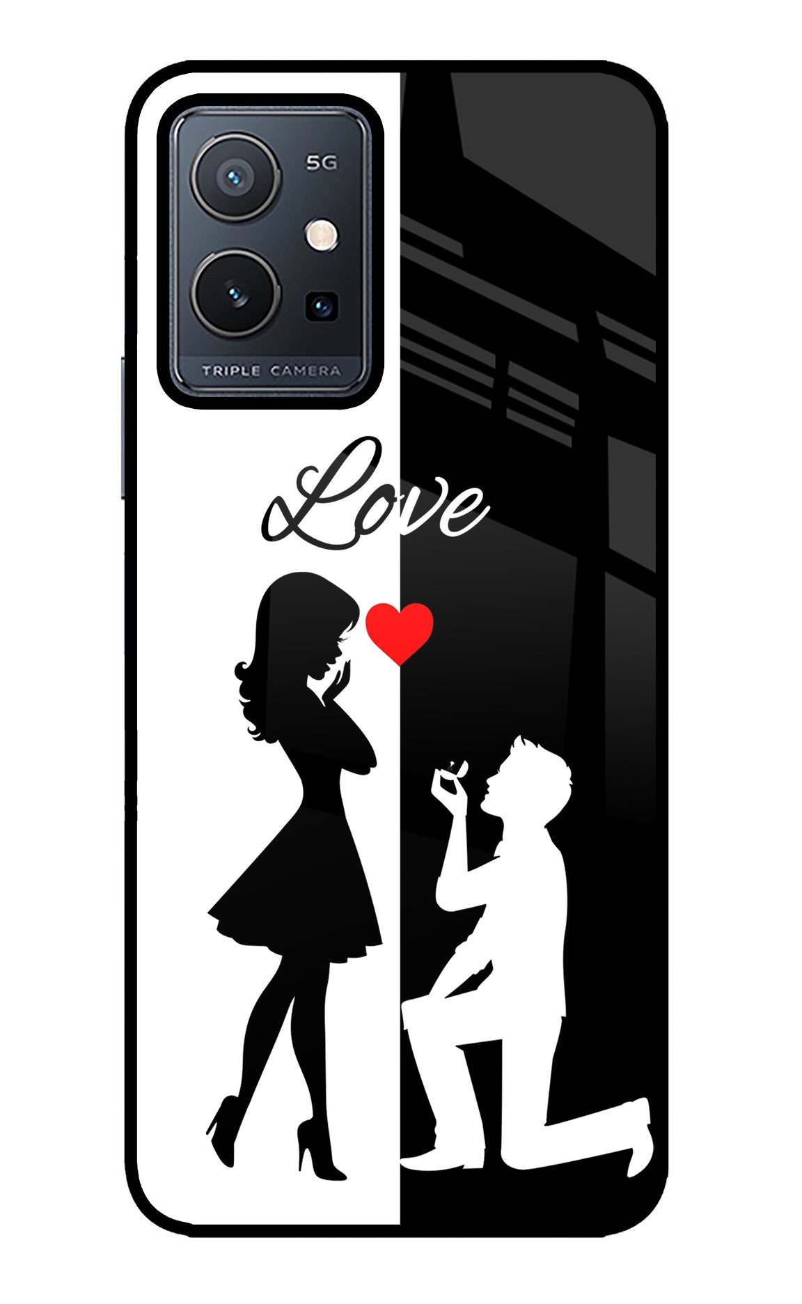 Love Propose Black And White Vivo Y75 5G/Vivo T1 5G Back Cover