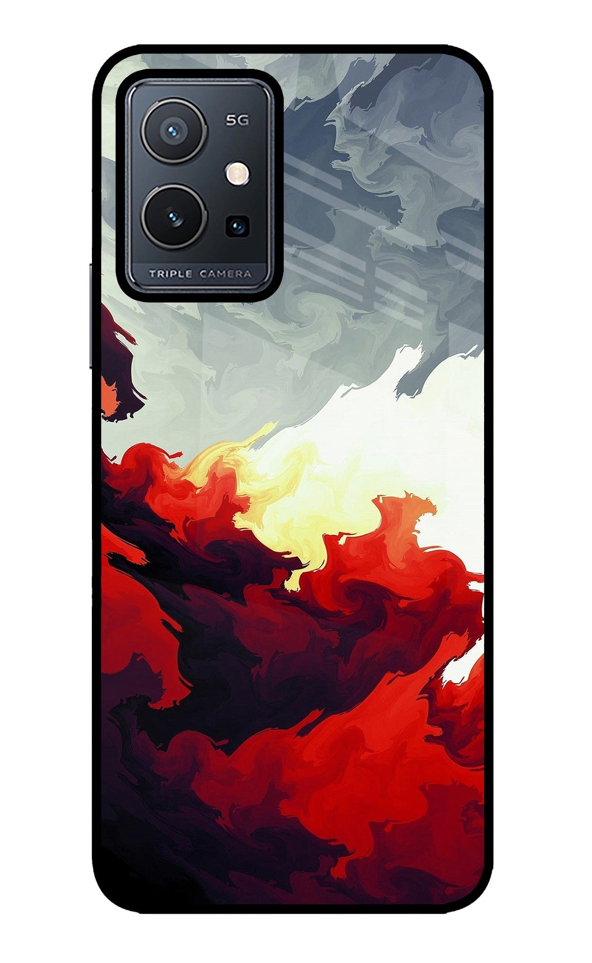 Fire Cloud Vivo Y75 5G/Vivo T1 5G Glass Case