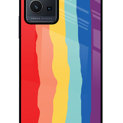 Rainbow Vivo Y75 5G/Vivo T1 5G Glass Case Back Cover by Casekaro