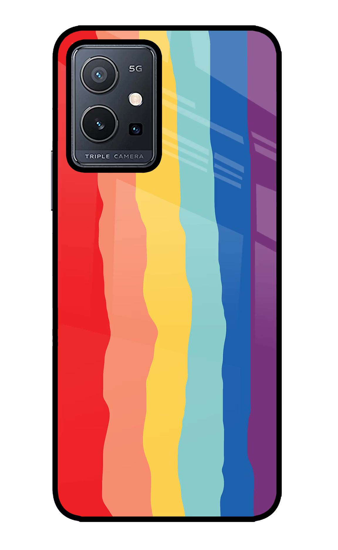 Rainbow Vivo Y75 5G/Vivo T1 5G Glass Case Back Cover by Casekaro
