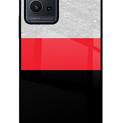 Tri Color Pattern Vivo Y75 5G/Vivo T1 5G Glass Case Back Cover by Casekaro