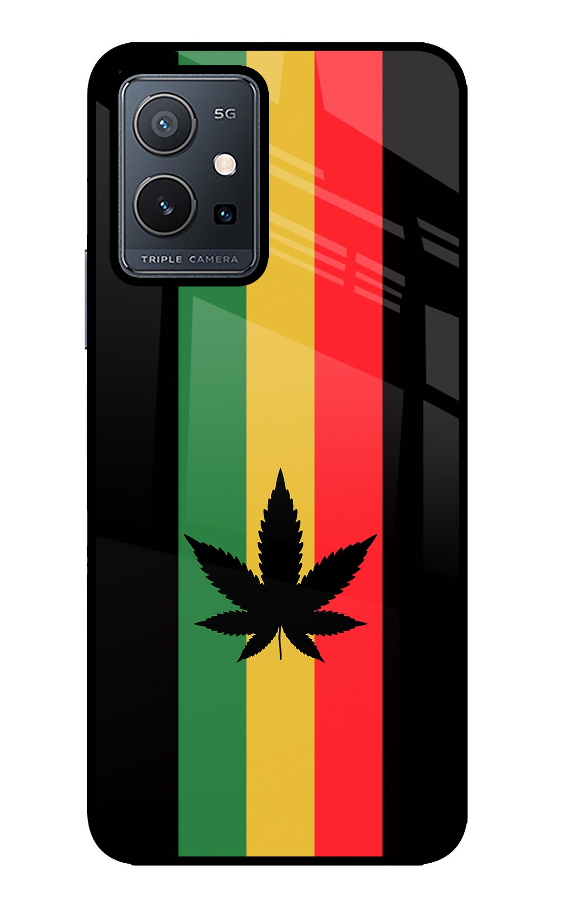 Weed Flag Vivo Y75 5G/Vivo T1 5G Glass Case