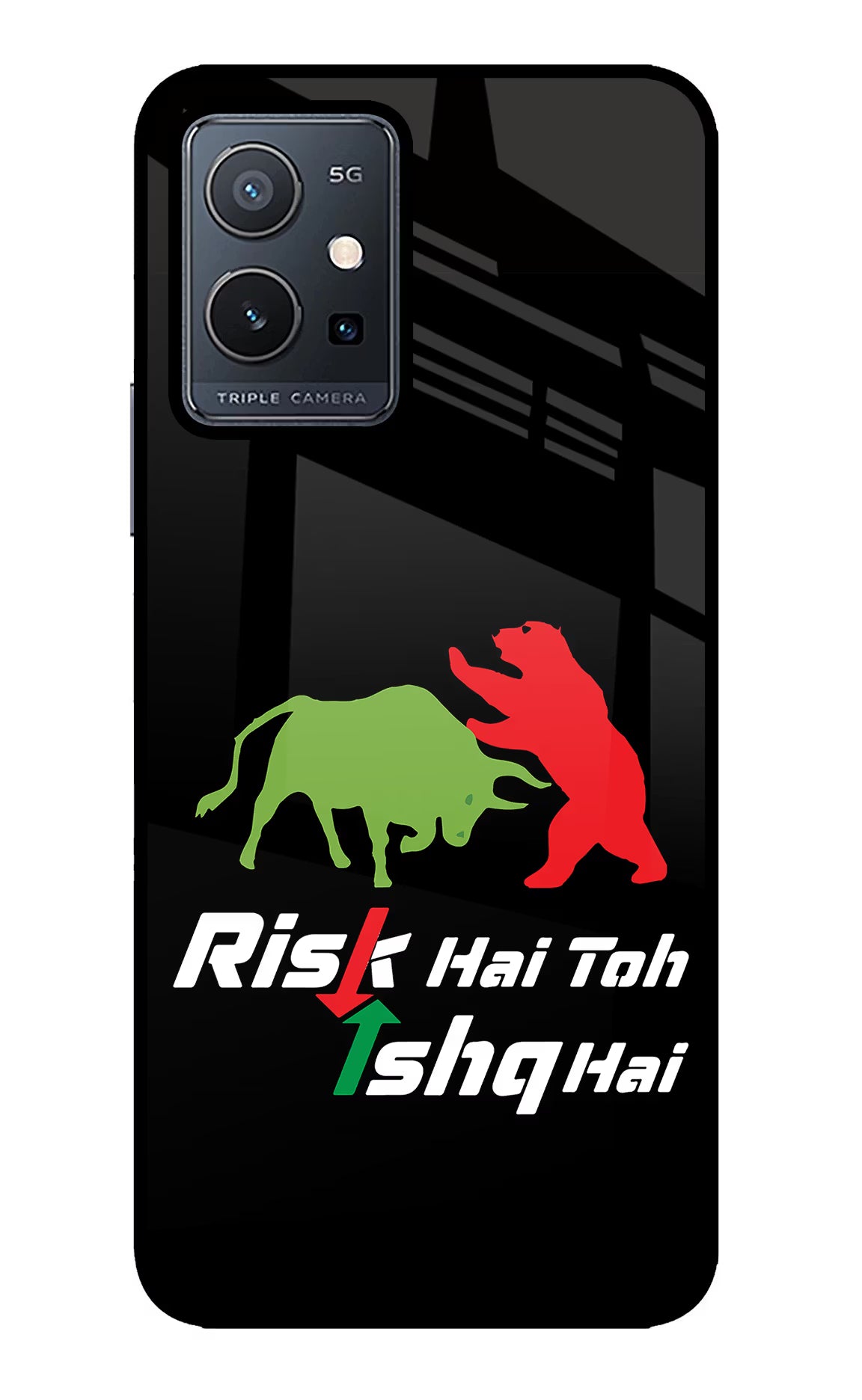 Risk Hai Toh Ishq Hai Vivo Y75 5G/Vivo T1 5G Glass Case Back Cover by Casekaro