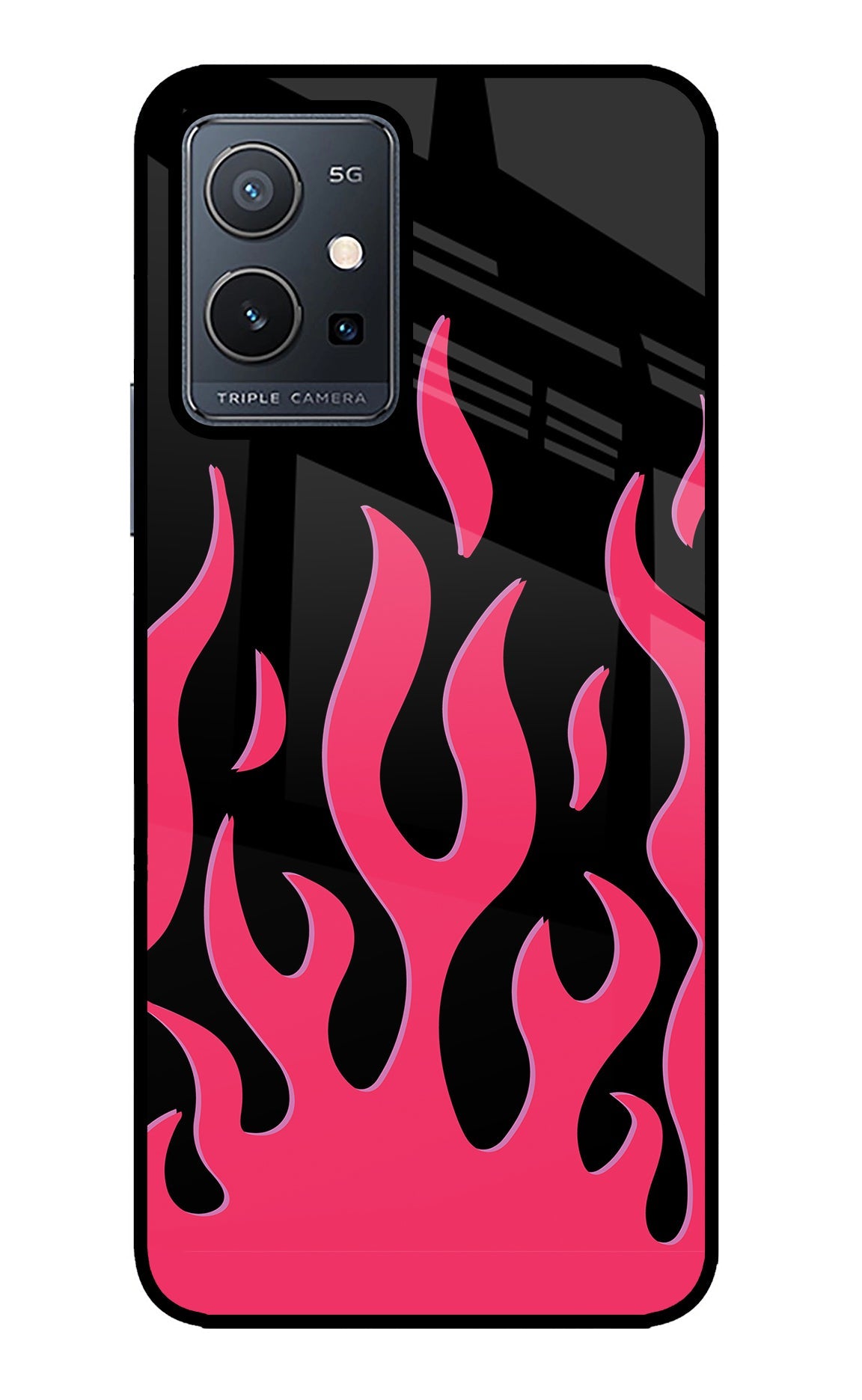 Fire Flames Vivo Y75 5G/Vivo T1 5G Glass Case