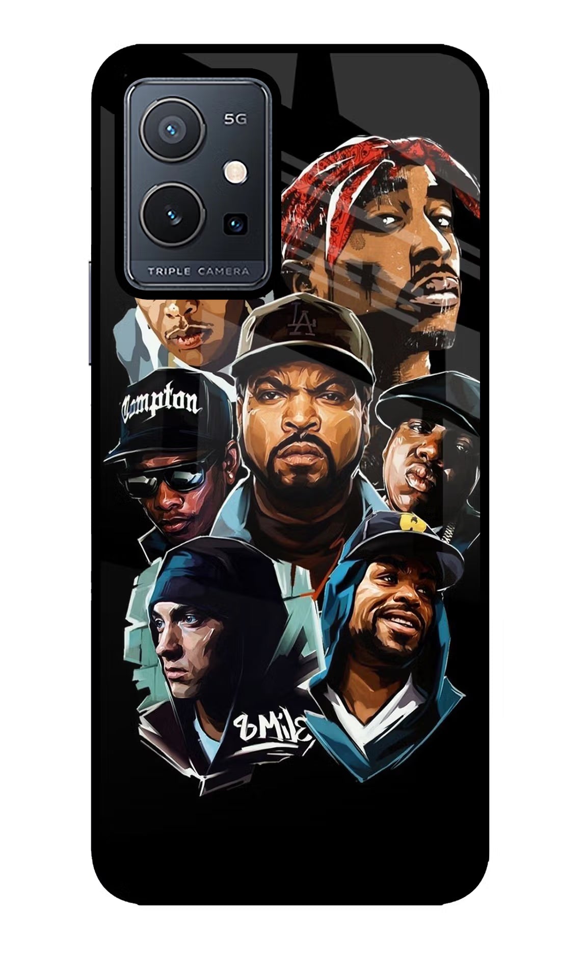 Rappers Vivo Y75 5G/Vivo T1 5G Glass Case Back Cover by Casekaro