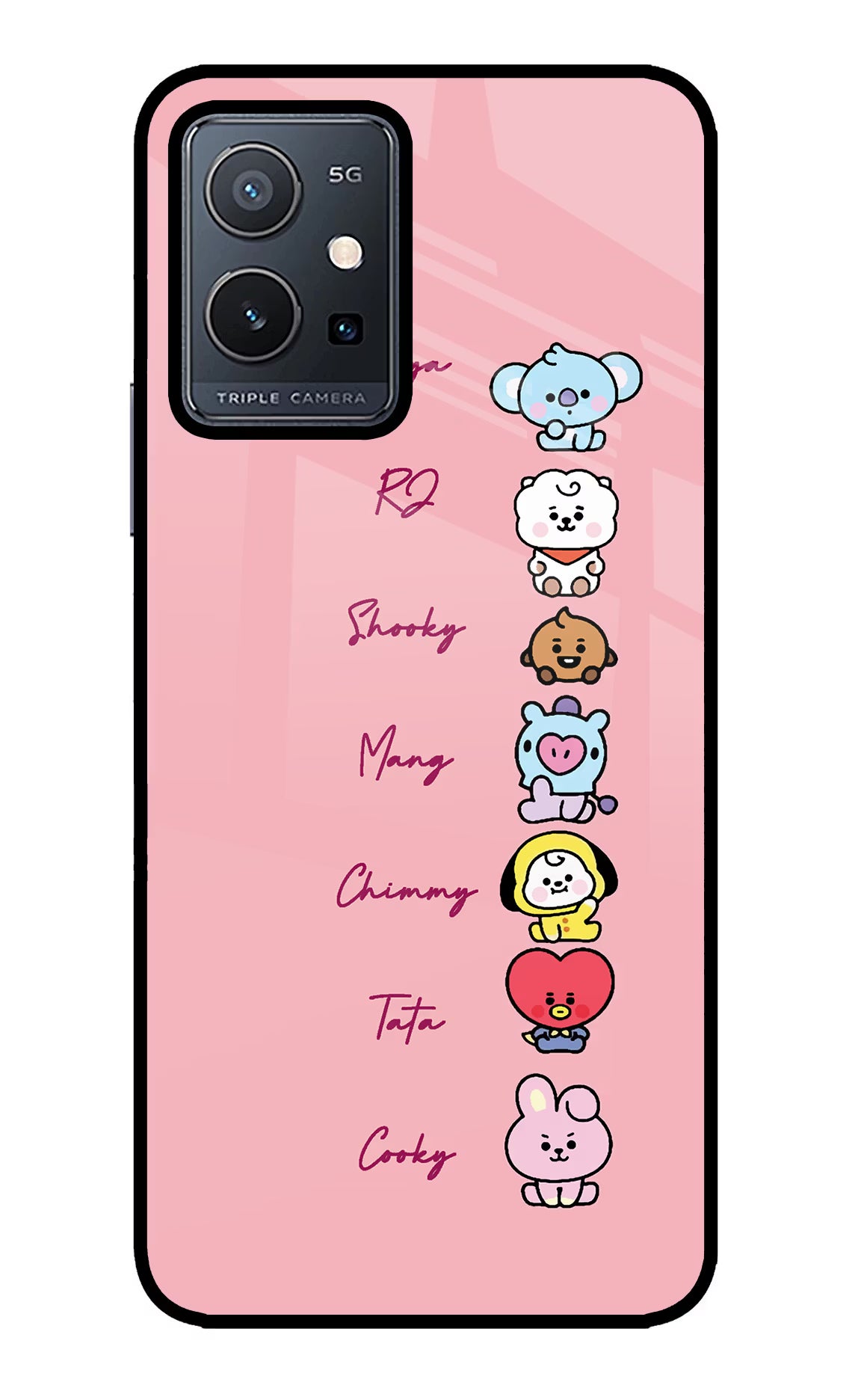 BTS names Vivo Y75 5G/Vivo T1 5G Glass Case Back Cover by Casekaro
