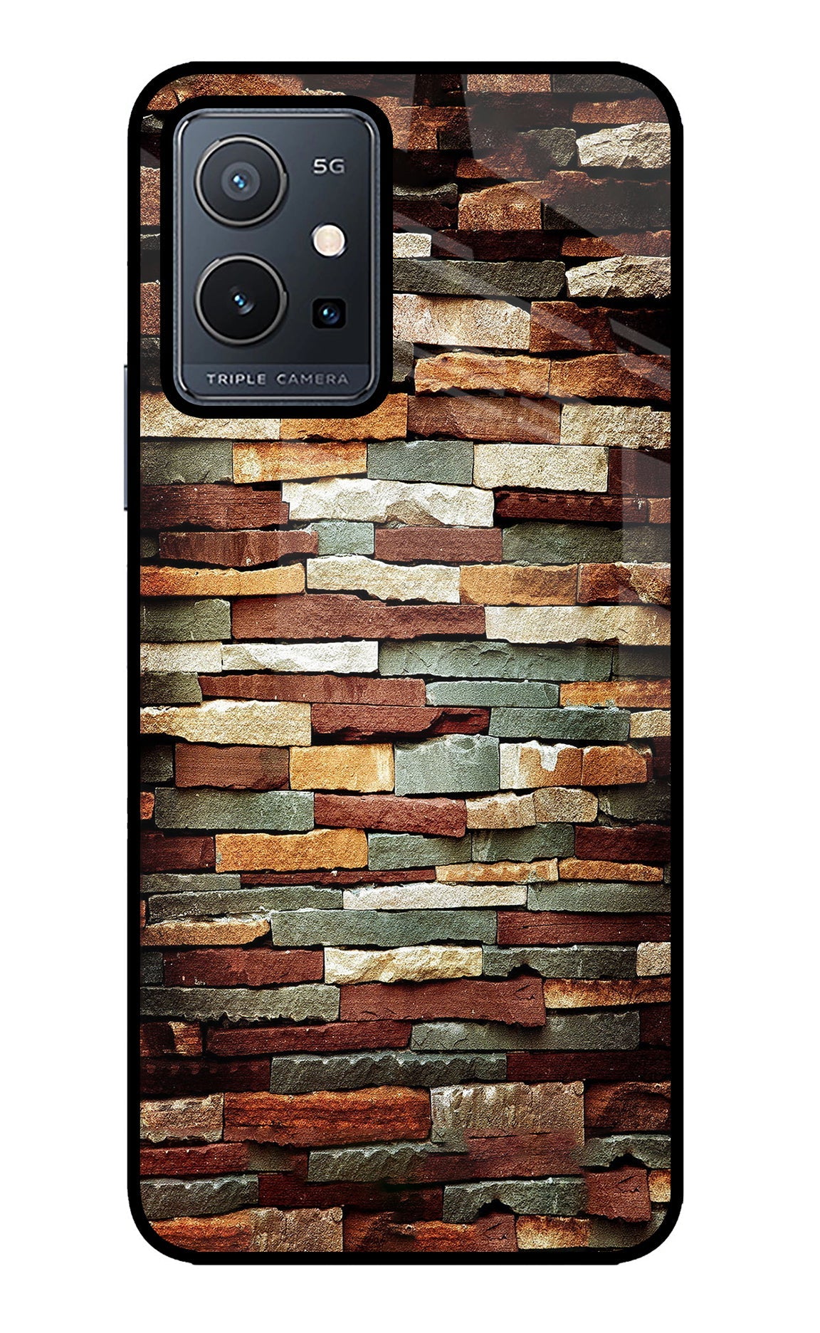 Bricks Pattern Vivo Y75 5G/Vivo T1 5G Glass Case