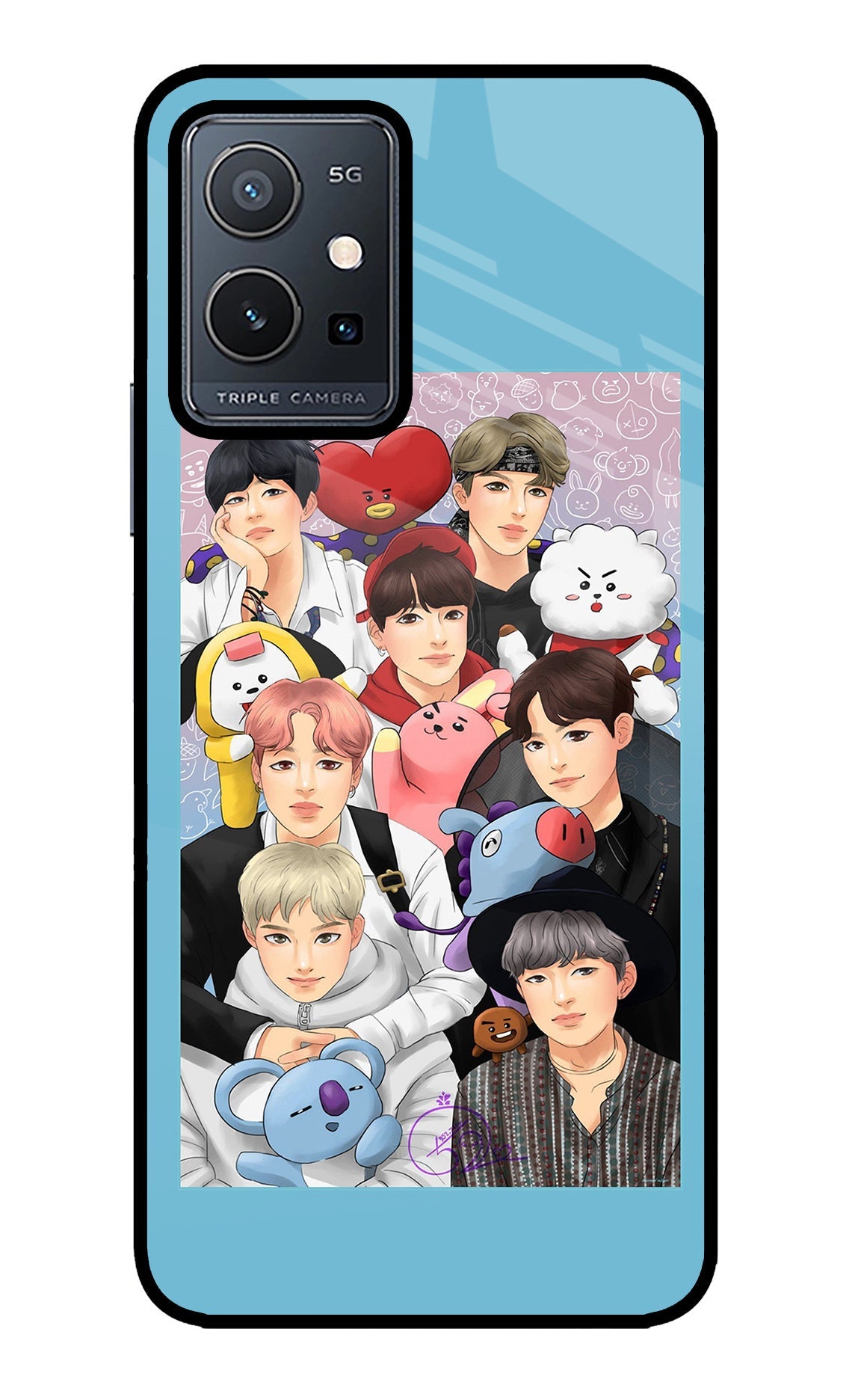 BTS with animals Vivo Y75 5G/Vivo T1 5G Glass Case