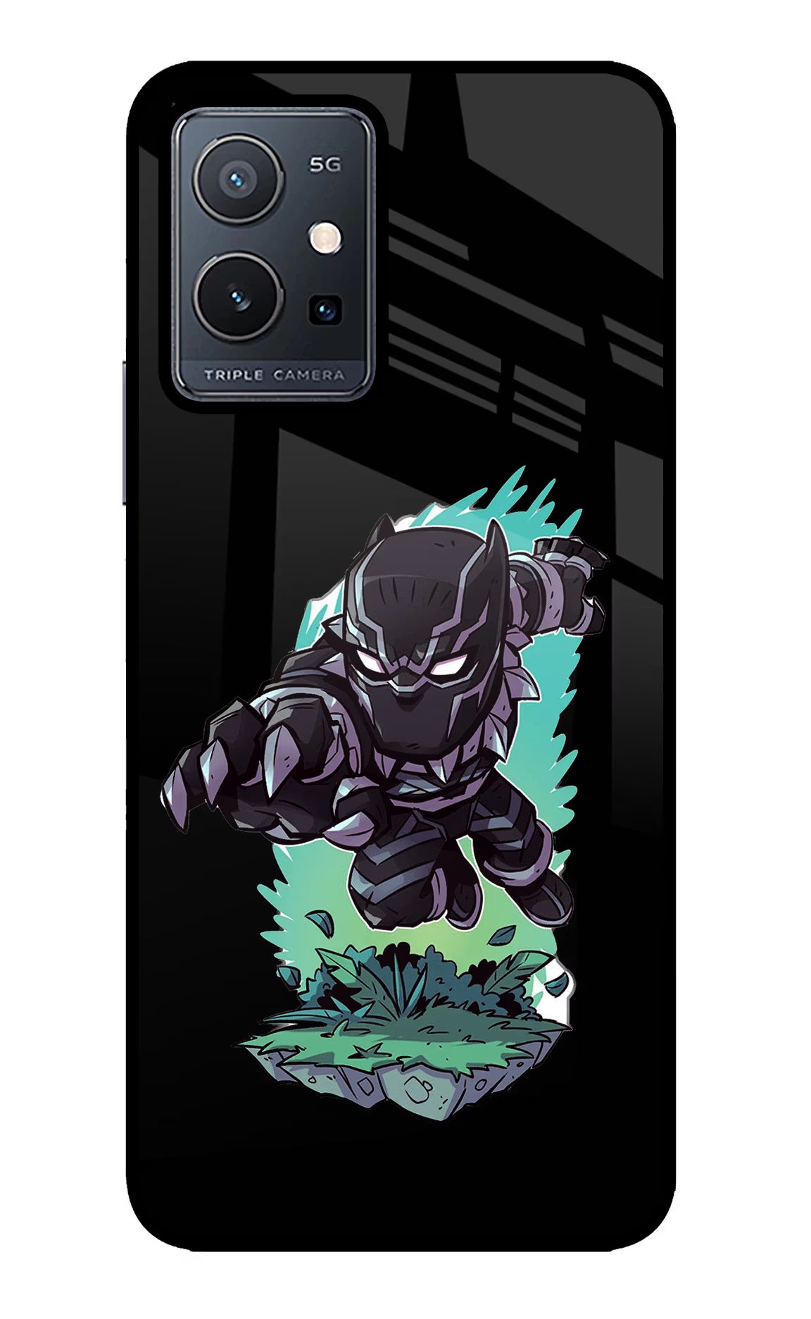 Black Panther Vivo Y75 5G/Vivo T1 5G Glass Case Back Cover by Casekaro