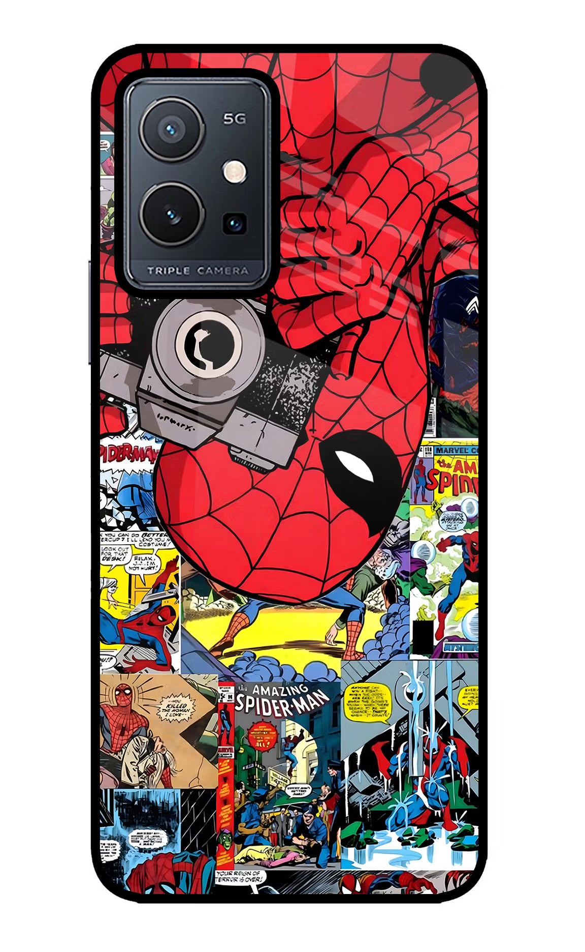 Spider Man Vivo Y75 5G/Vivo T1 5G Glass Case Back Cover by Casekaro