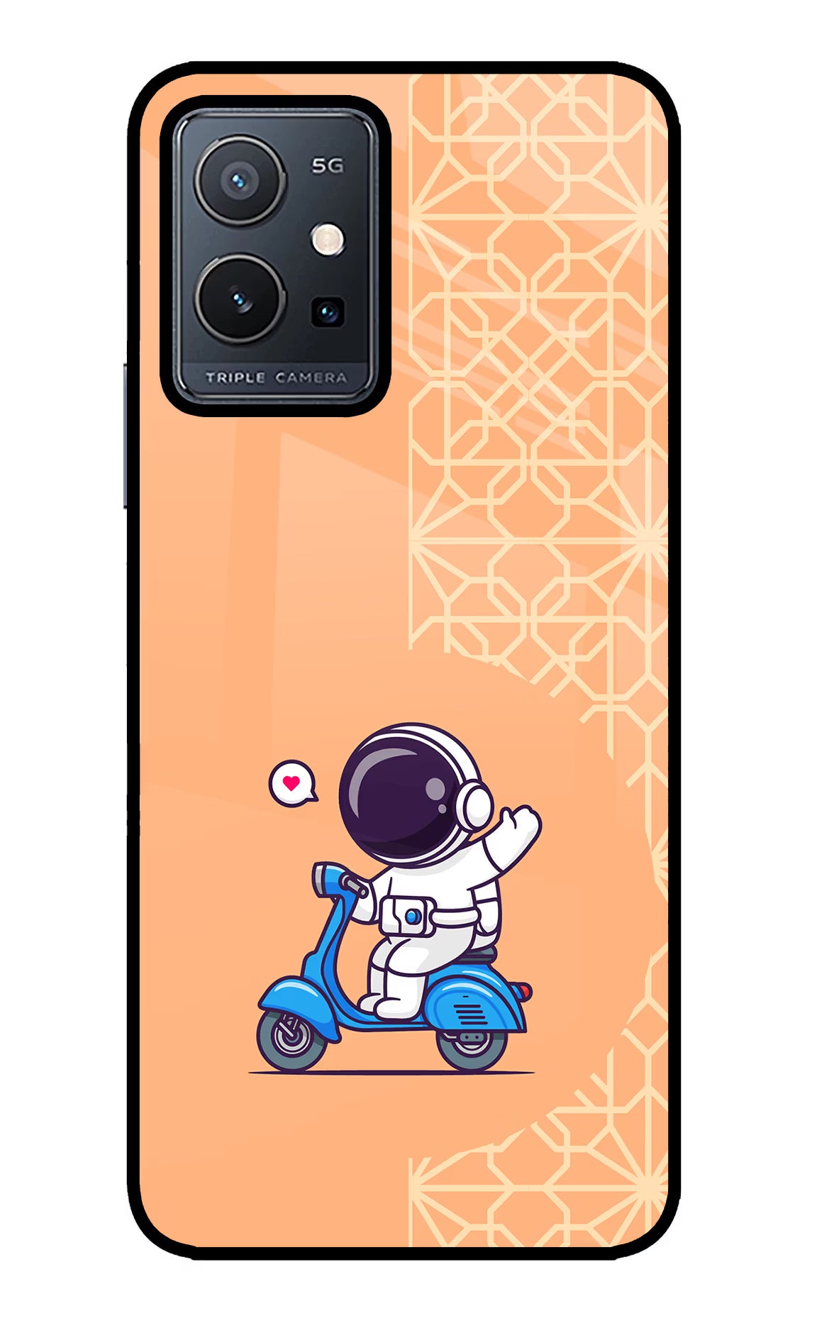 Cute Astronaut Riding Vivo Y75 5G/Vivo T1 5G Glass Case Back Cover by Casekaro