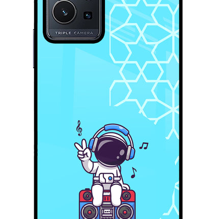 Cute Astronaut Chilling Vivo Y75 5G/Vivo T1 5G Glass Case Back Cover by Casekaro