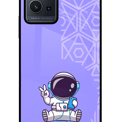 Cute Astronaut Chilling Vivo Y75 5G/Vivo T1 5G Glass Case Back Cover by Casekaro
