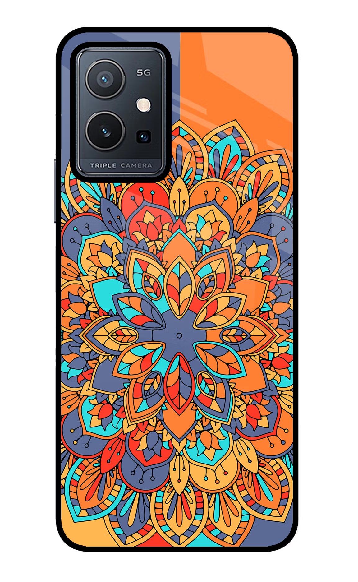 Color Mandala Vivo Y75 5G/Vivo T1 5G Glass Case Back Cover by Casekaro