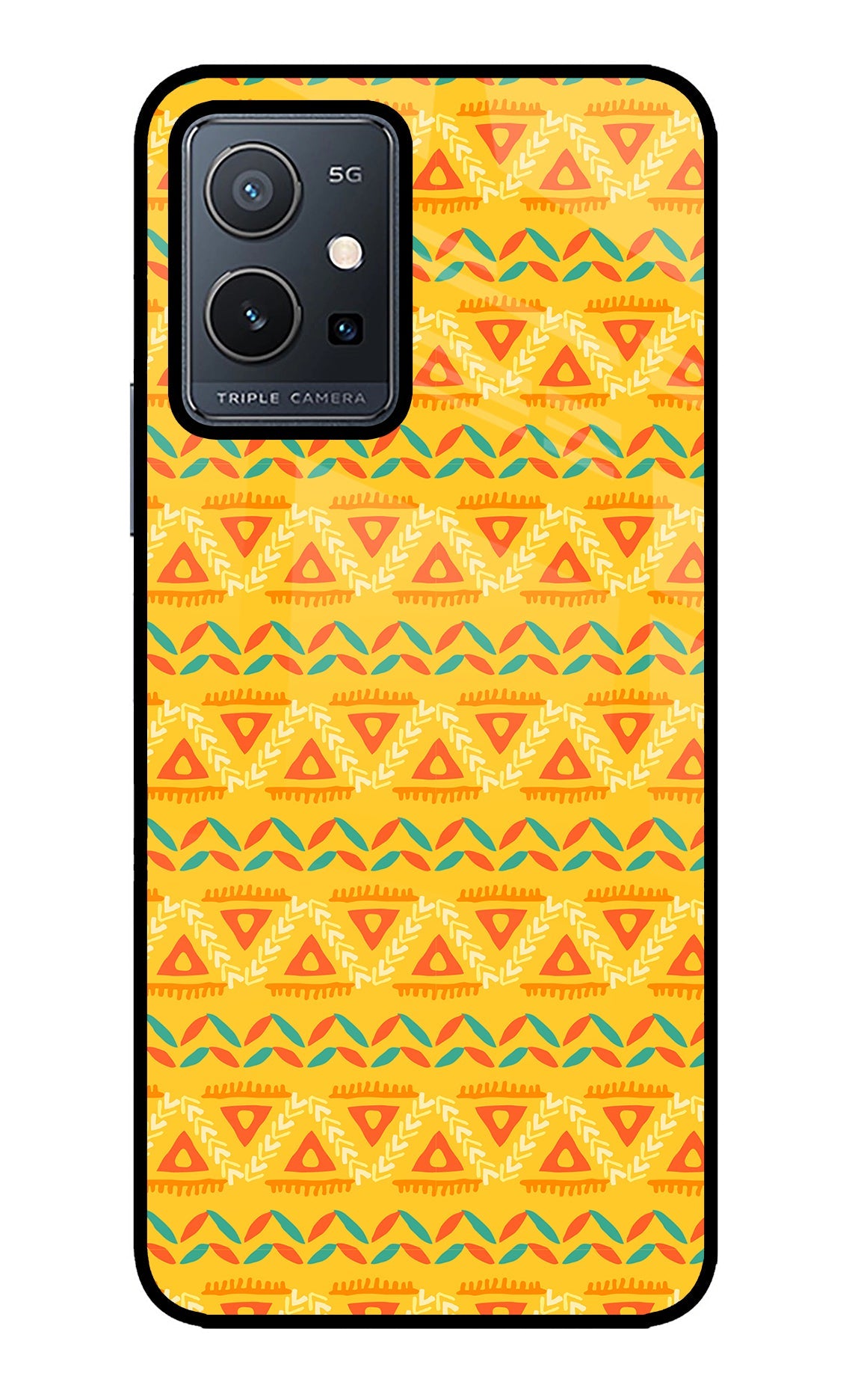 Tribal Pattern Vivo Y75 5G/Vivo T1 5G Glass Case