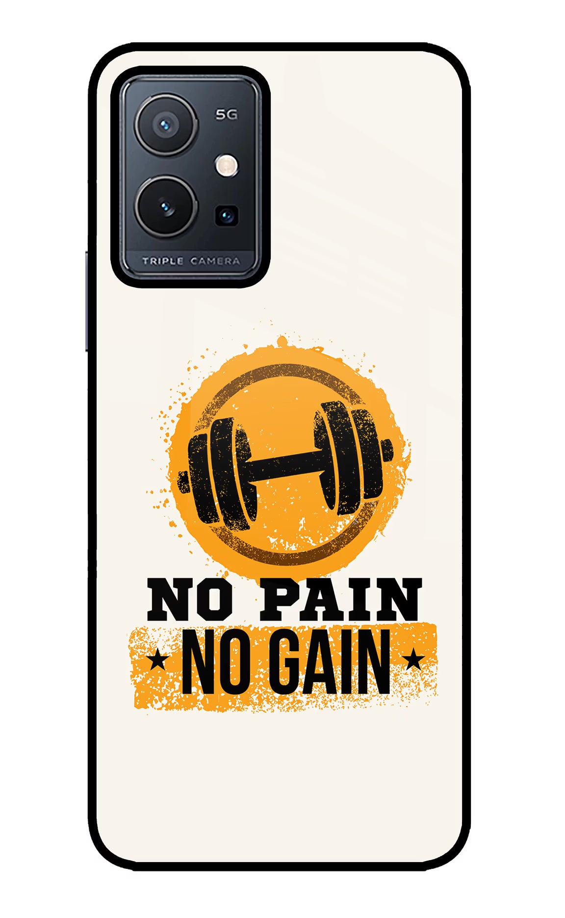 No Pain No Gain Vivo Y75 5G/Vivo T1 5G Glass Case Back Cover by Casekaro