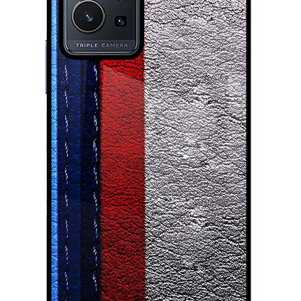 BMW Stripes Vivo Y75 5G/Vivo T1 5G Glass Case Back Cover by Casekaro