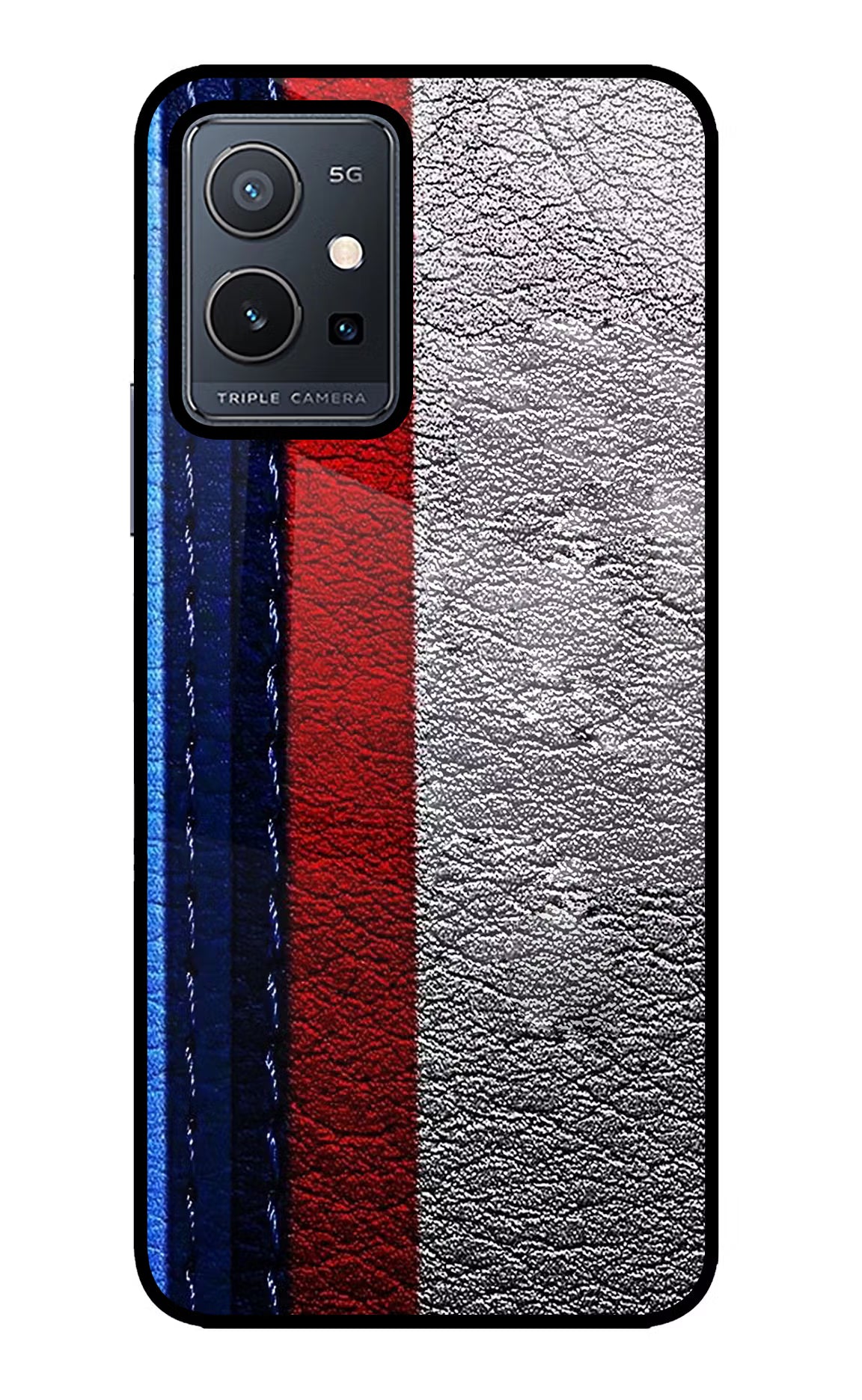 BMW Stripes Vivo Y75 5G/Vivo T1 5G Glass Case Back Cover by Casekaro