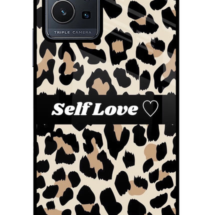 Leopard Print Self Love Vivo Y75 5G/Vivo T1 5G Glass Case Back Cover by Casekaro
