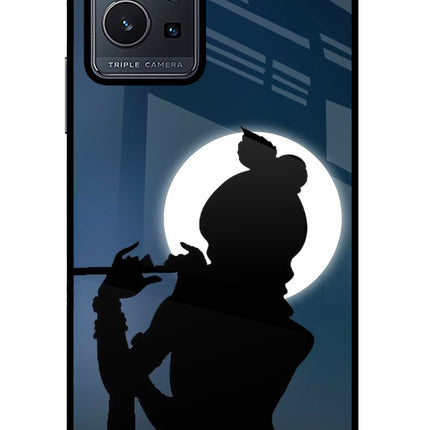 Shri Krishna Silhouette Vivo Y75 5G/Vivo T1 5G Glass Case Back Cover by Casekaro