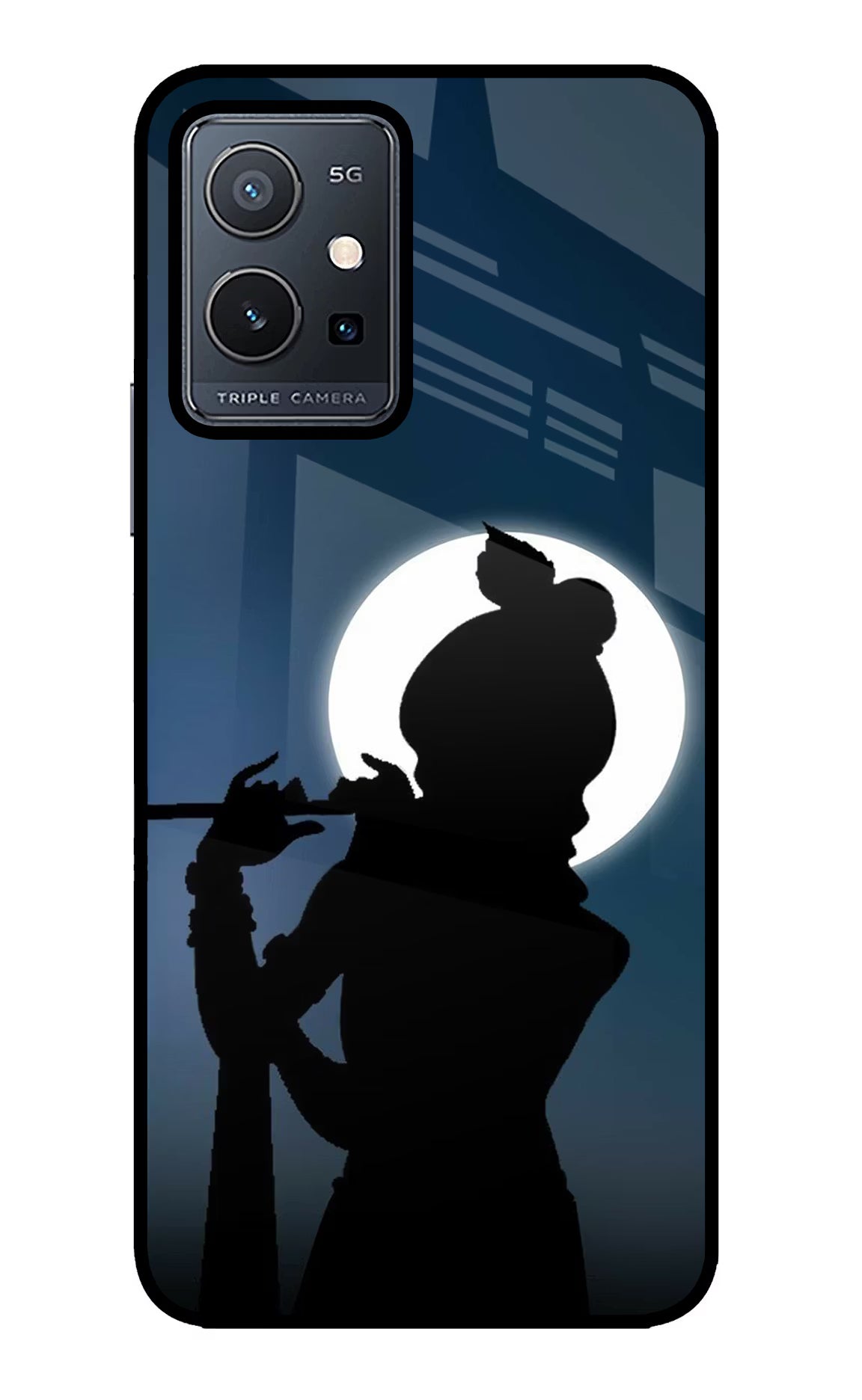 Shri Krishna Silhouette Vivo Y75 5G/Vivo T1 5G Glass Case Back Cover by Casekaro