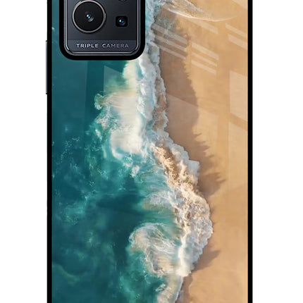 Ocean Beach Vivo Y75 5G/Vivo T1 5G Glass Case Back Cover by Casekaro