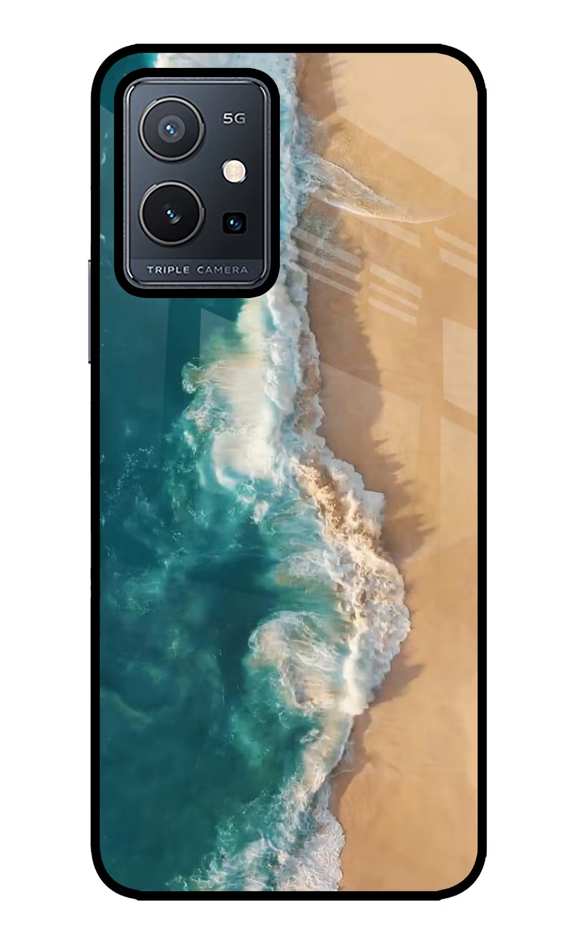 Ocean Beach Vivo Y75 5G/Vivo T1 5G Glass Case Back Cover by Casekaro
