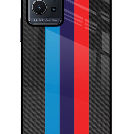 BMW Stripes Pattern Vivo Y75 5G/Vivo T1 5G Glass Case Back Cover by Casekaro
