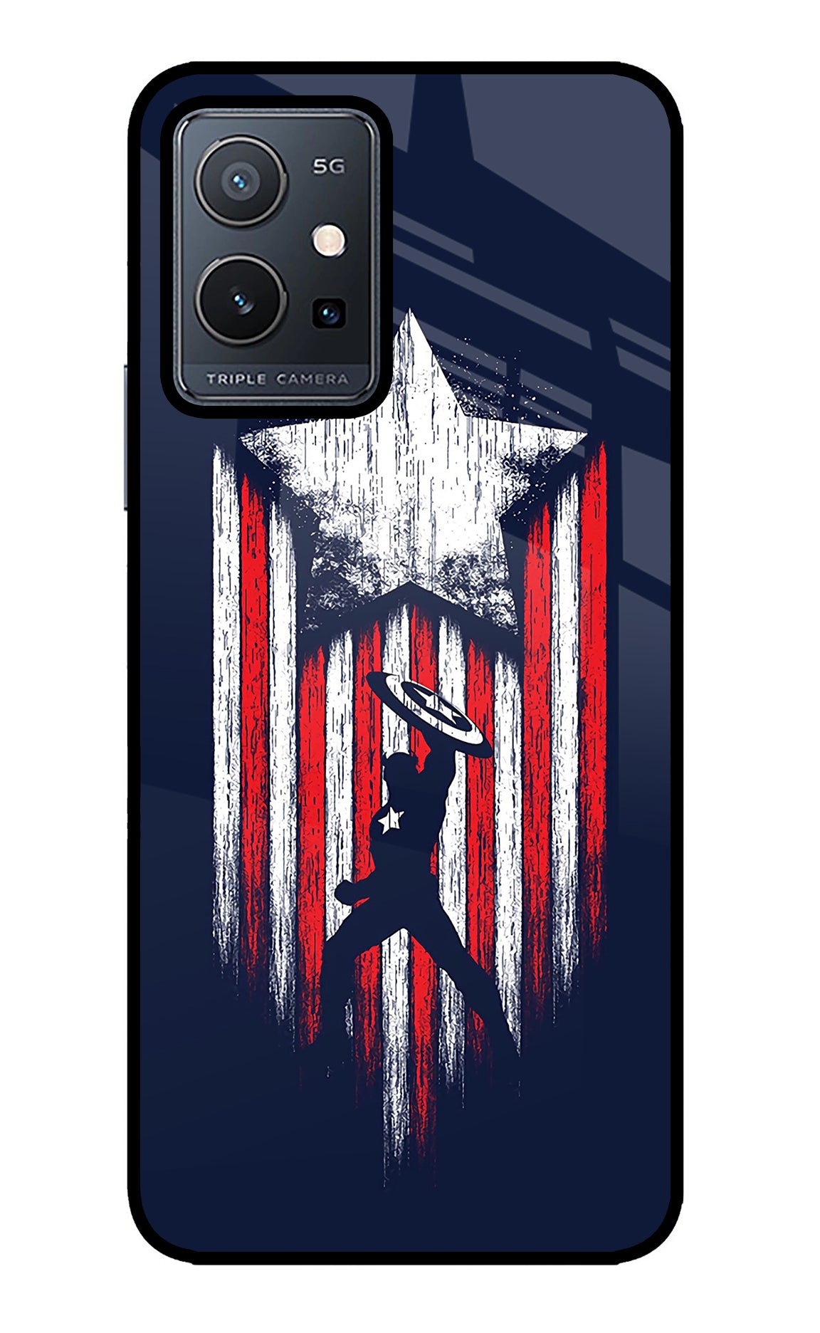 Captain America Marvel Art Vivo Y75 5G/Vivo T1 5G Glass Case