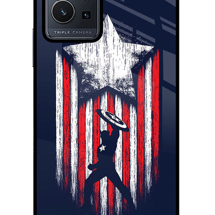 Captain America Marvel Art Vivo Y75 5G/Vivo T1 5G Glass Case Back Cover by Casekaro