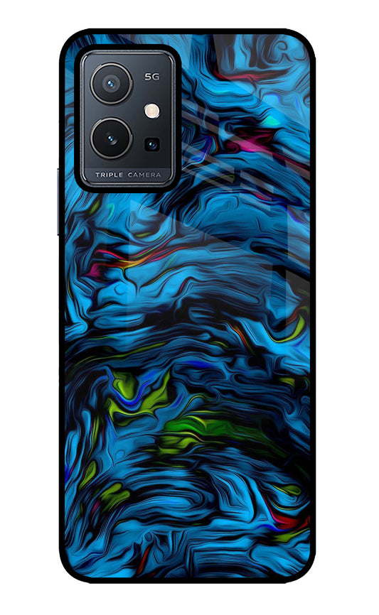 Dark Blue Abstract Vivo Y75 5G/Vivo T1 5G Glass Case