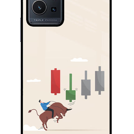 Bull Trading Momentum Vivo Y75 5G/Vivo T1 5G Glass Case Back Cover by Casekaro