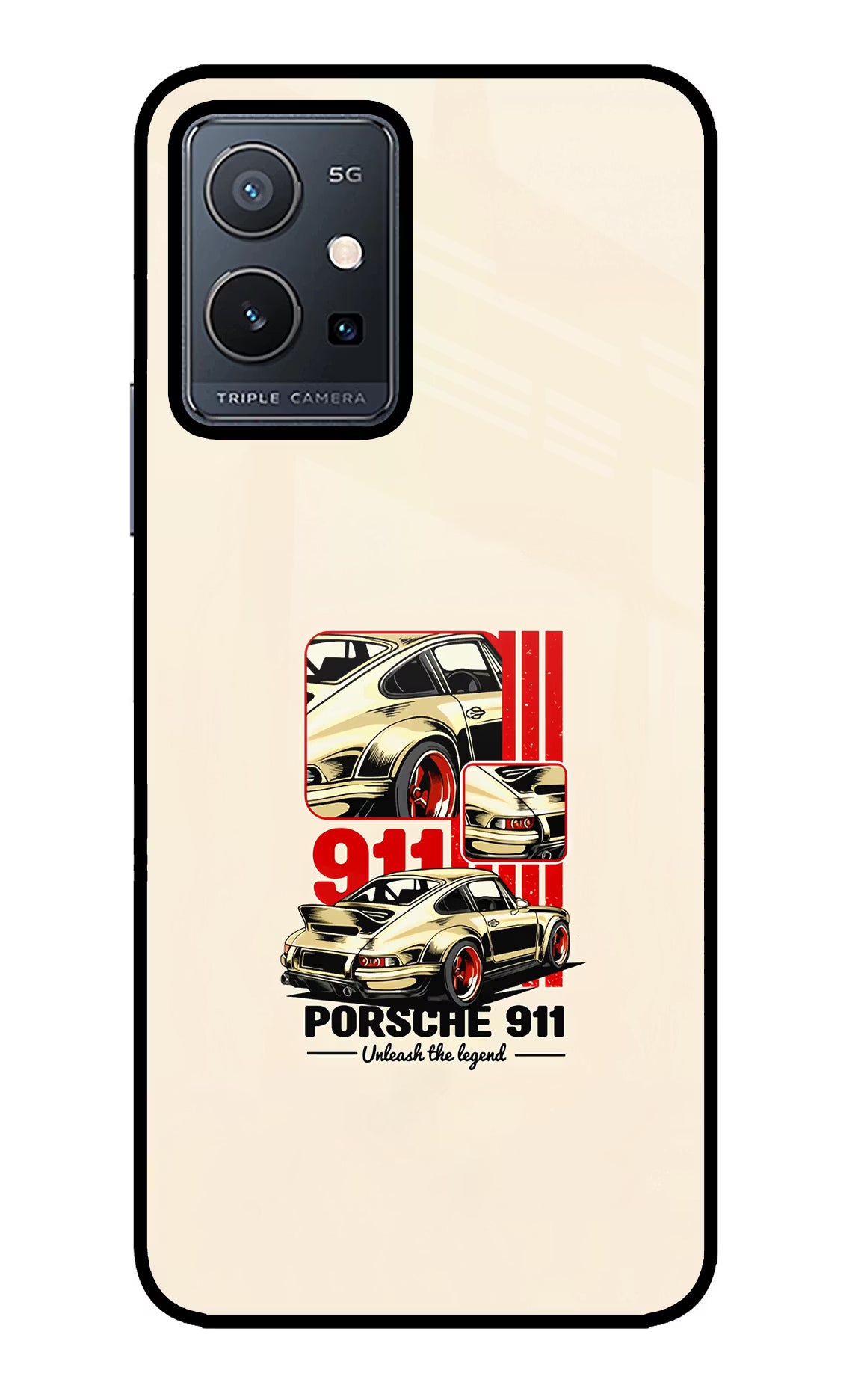 Classic Porsche 911 Vivo Y75 5G/Vivo T1 5G Glass Case Back Cover by Casekaro