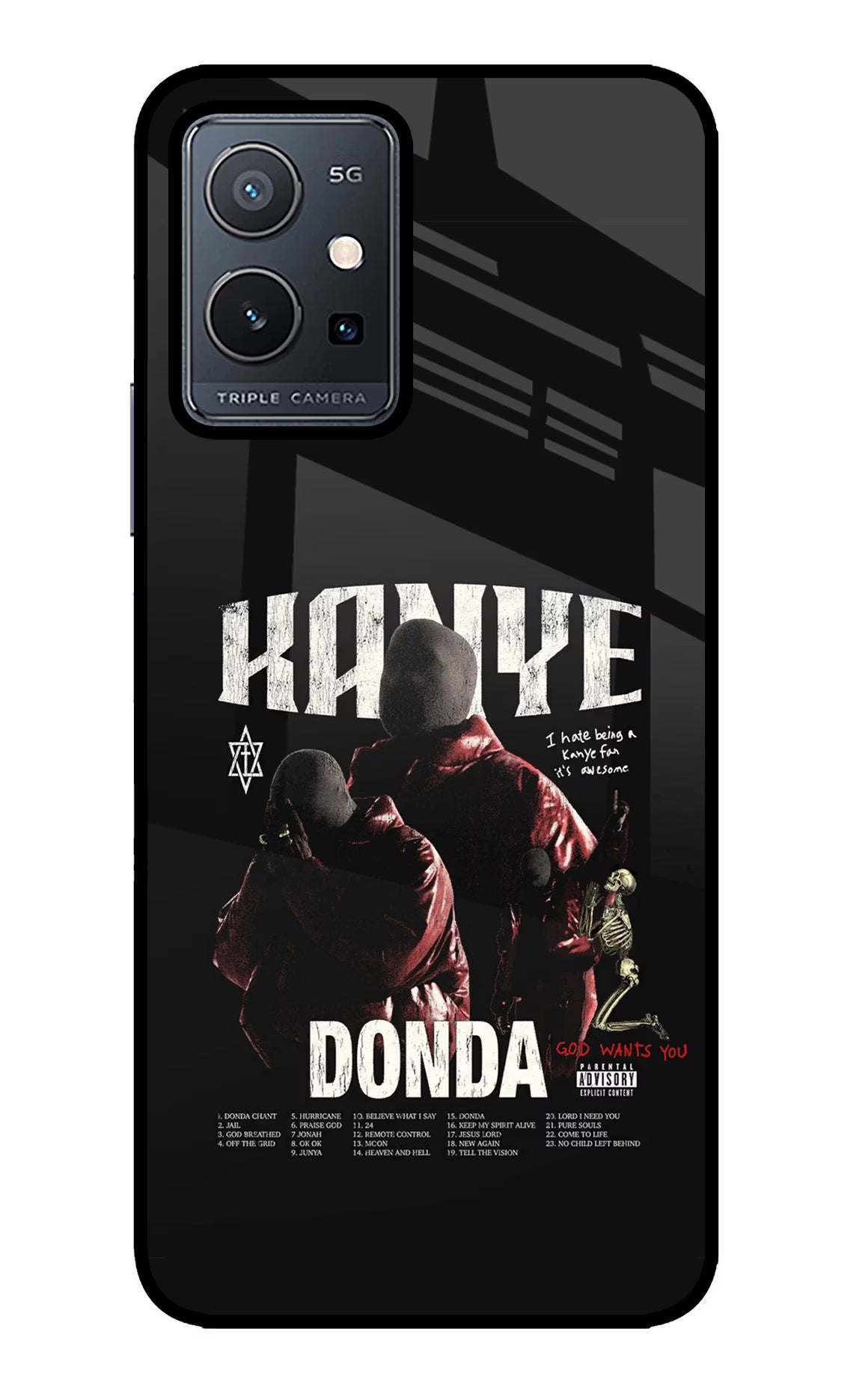 Donda Kanye West Vivo Y75 5G/Vivo T1 5G Glass Case Back Cover by Casekaro