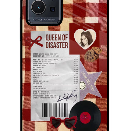 Queen of Disaster Vivo Y75 5G/Vivo T1 5G Glass Case Back Cover by Casekaro