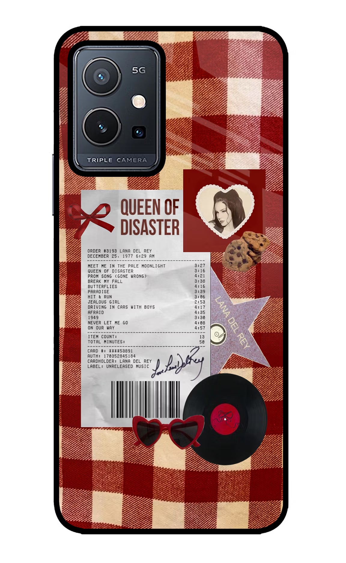 Queen of Disaster Vivo Y75 5G/Vivo T1 5G Glass Case Back Cover by Casekaro