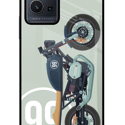 Classic Cafe Racer 99 Vivo Y75 5G/Vivo T1 5G Glass Case Back Cover by Casekaro