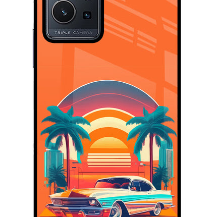 Palm Drive 80s Vivo Y75 5G/Vivo T1 5G Glass Case