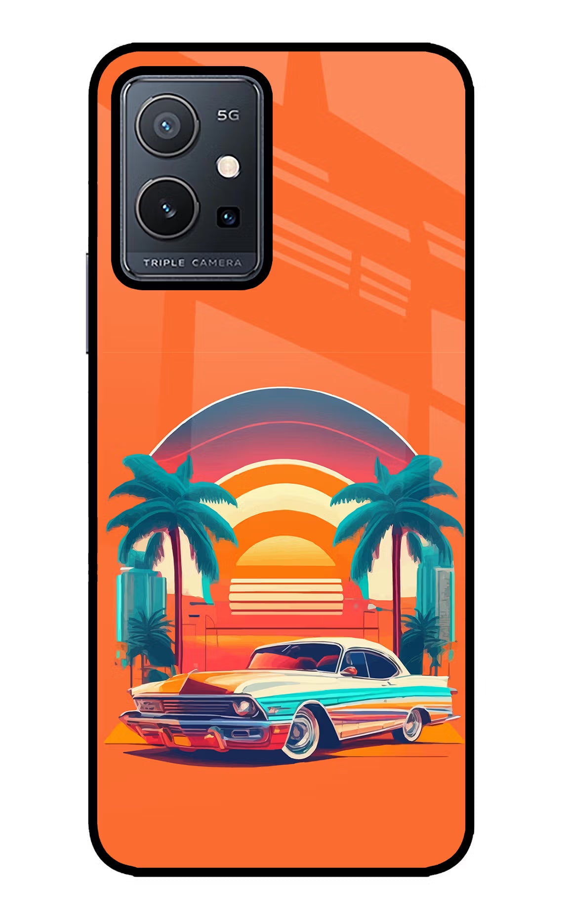 Palm Drive 80s Vivo Y75 5G/Vivo T1 5G Glass Case