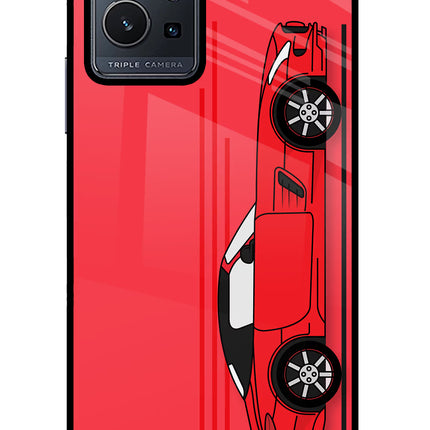 Red Velocity Vivo Y75 5G/Vivo T1 5G Glass Case Back Cover by Casekaro