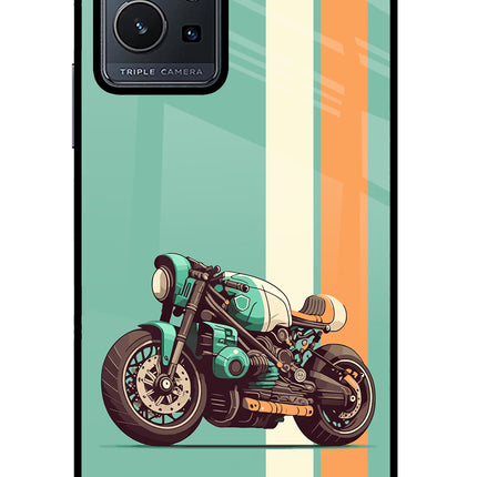 Striped Moto Drift Vivo Y75 5G/Vivo T1 5G Glass Case Back Cover by Casekaro