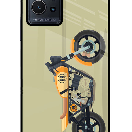 Vertical Speedster Vivo Y75 5G/Vivo T1 5G Glass Case Back Cover by Casekaro