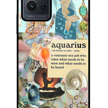 Aquarius Zodiac Vivo Y75 5G/Vivo T1 5G Glass Case Back Cover by Casekaro