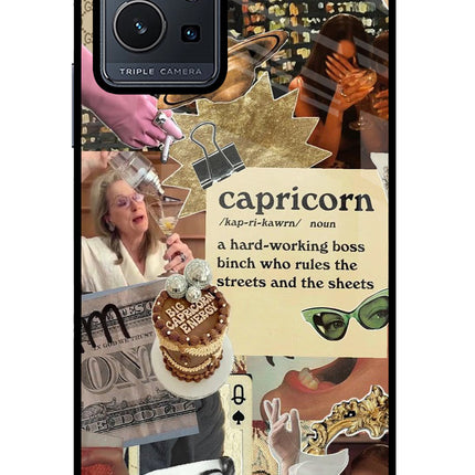 Capricorn Zodiac Vivo Y75 5G/Vivo T1 5G Glass Case Back Cover by Casekaro